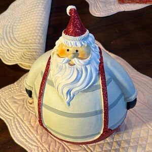 Festive Wobble Santa Ceramic Glittering Red Details & dangling candy cane decor